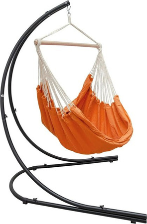 AMANKA Hängesesselgestell mit XXL Hängesessel aus Baumwolle in Orange, Standmodell mit 360 Grad Drehung und Metallrahmen, Höhe: 210 cm, Breite: 140 cm, Tiefe: 120 cm
