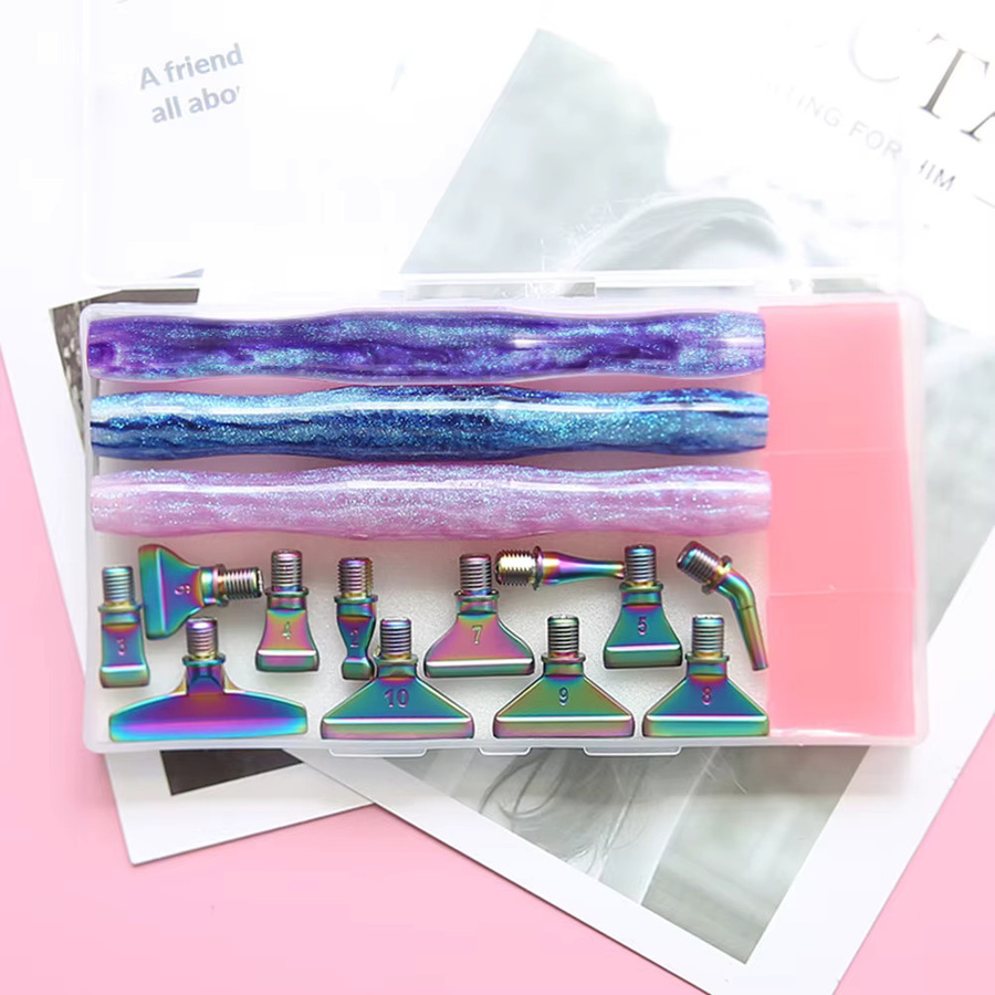 LEIYULY Ersatz-Stiftköpfe für 5D Diamantmalerei aus Metall und Kunststoff mit Kleber-Ton in Lila und Multicolour für DIY Kunsthandwerk - Bild 2