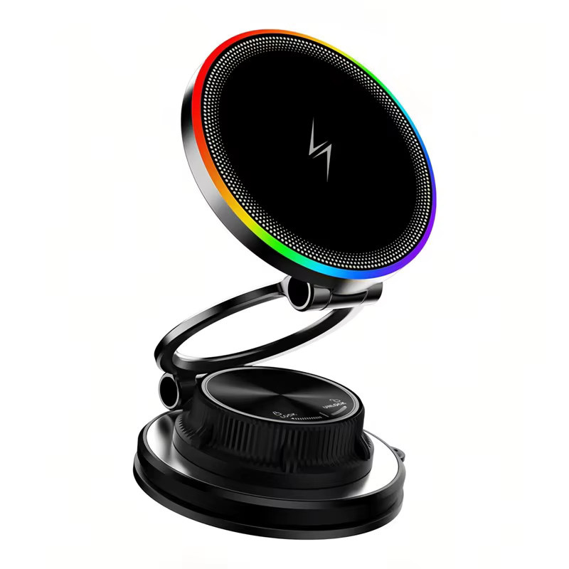 TONGDAYTECH Kabellose 15W Magnetische Ladehalterung mit Vakuum-Saugmagnet und 360 Grad Drehbarkeit in Schwarz für iPhone und Samsung - Bild 7