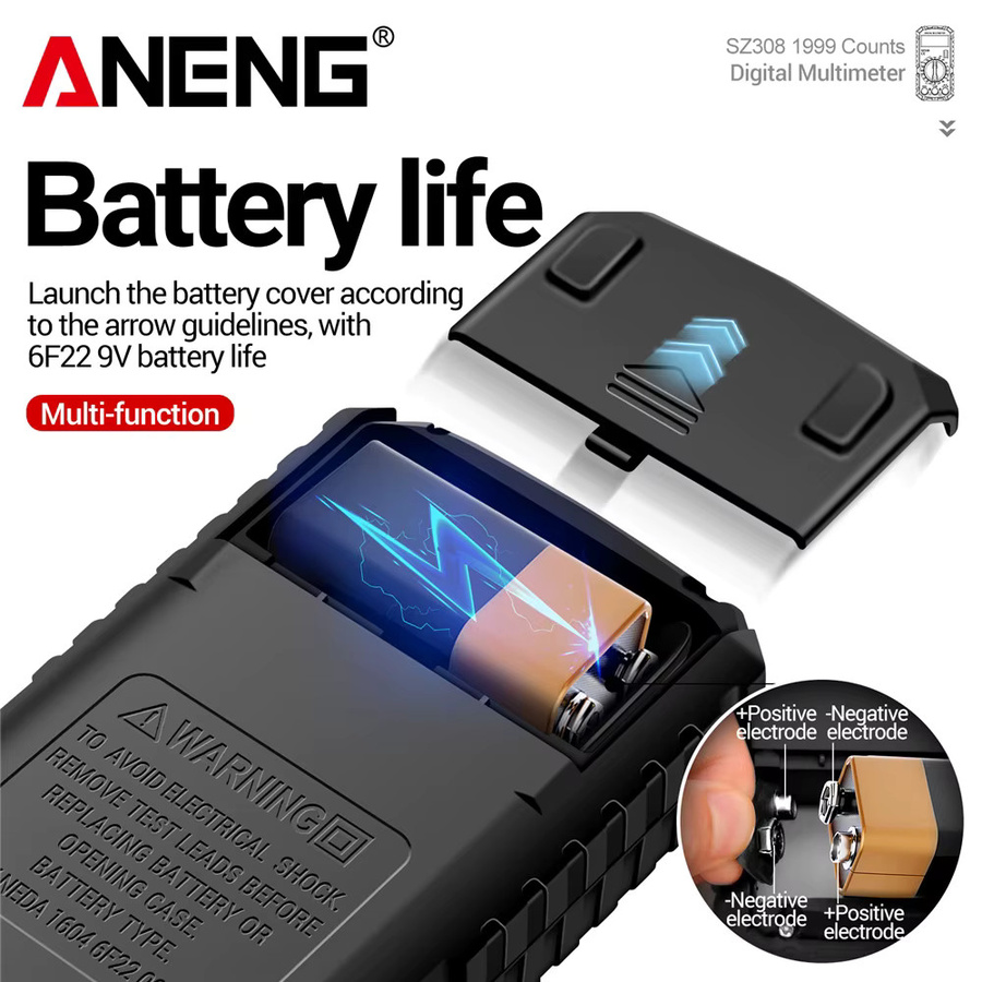 ANENG SZ308 Digitales Multimeter Hochpräzises Multifunktions-Messgerät für AC/DC Spannung, Strom, HFE-Trioden und Widerstand in Rot und Schwarz - Bild 4
