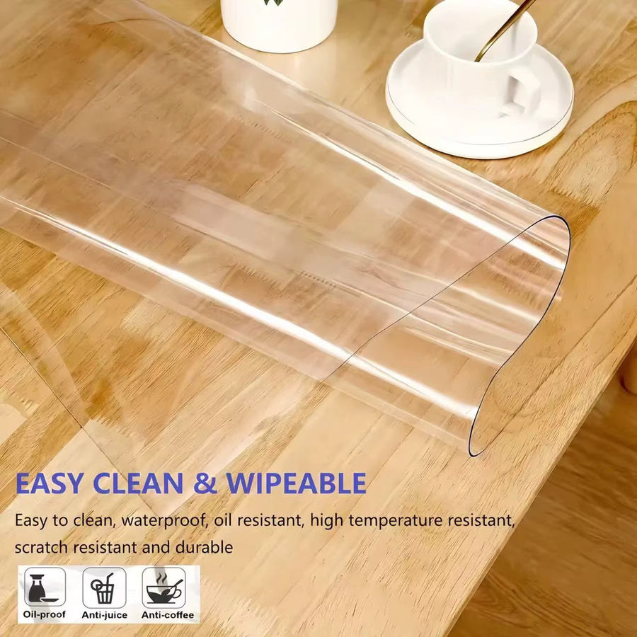 Transparente PVC-Tischdecke in Glas-Optik, wasserdichte und ölbeständige Tischmatte für Couchtisch, Esstisch oder Schreibtisch - Bild 2