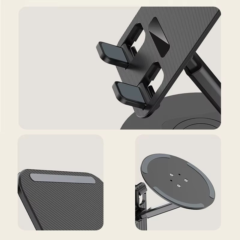 AJIUYU Universalständer 360 Grad drehbarer und faltbarer Desktop-Halter für iPad, Tablet und Handy in Schwarz - Bild 4