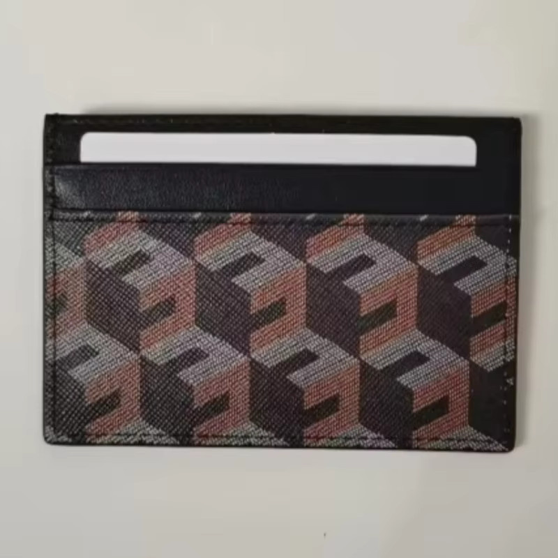 Multifunktionaler Kartenhalter aus Echtleder mit 3D-Muster in Blau für Damen und Herren - Bild 1