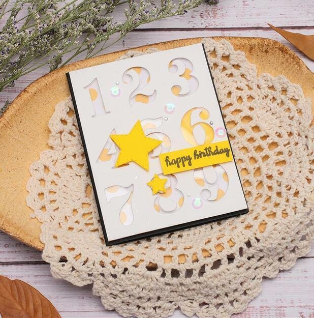 Zahlen 0-9 Schneidwerkzeug Schablone aus Metall in Silber für Scrapbooking und Bastelarbeiten - Bild 1
