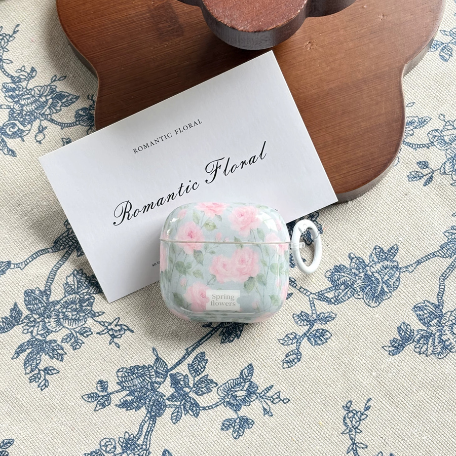 Rosa Chinensis Rosenblüten Schutzhülle für Apple AirPods Pro 1 2 3 4 in Pink und Blau - Bild 2