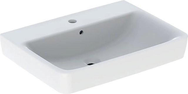 Geberit Renova Plan Waschtisch aus Keramik in Weiß mit Überlauf, Breite: 65 cm, Tiefe: 48 cm - Bild 1
