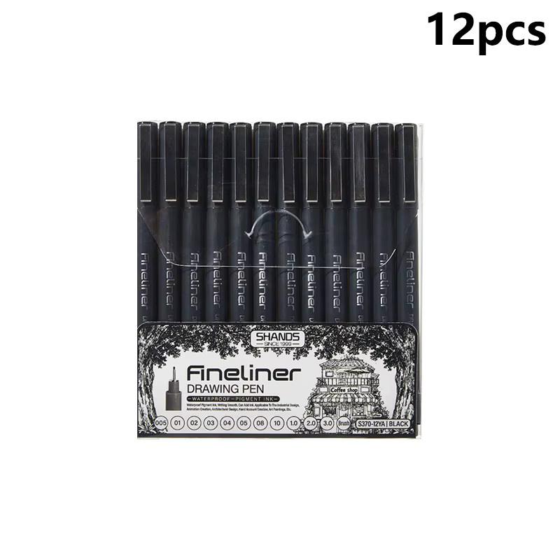 12er-Set Micron Pigment Liner Tintenmarker in Schwarz für Manga-Zeichnungen und Skizzen - Bild 3