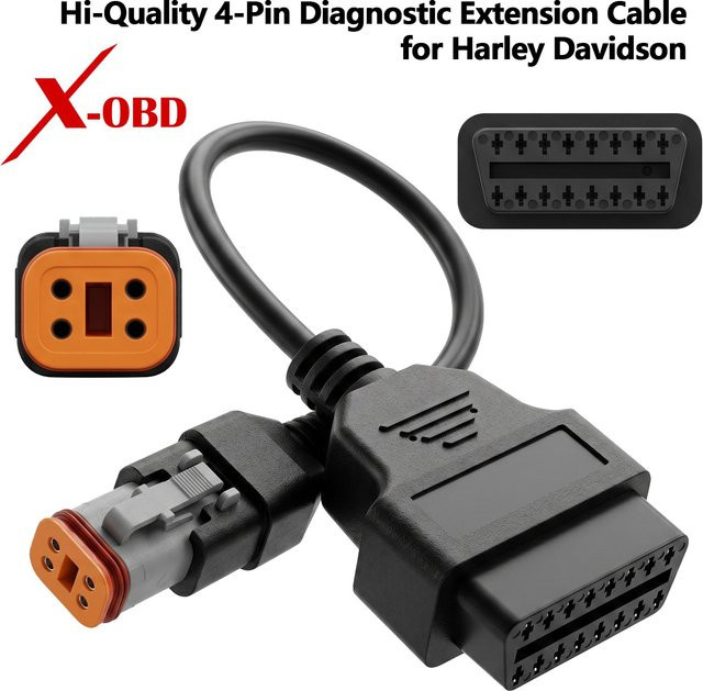 X-OBD 2-in-1 Diagnose-Verlängerungskabel für Harley Davidson, OBD2-Adapter für J1850 ECU-Tuning, Schwarz - Bild 1