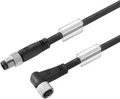 Weidmüller Sensor-Aktor-Steckverbinder M8 konfektioniert, Stecker gerade und Buchse gewinkelt, Schwarz, Länge: 10,00 m - Bild 1