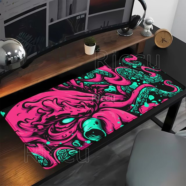 Eenehana Octopus Monster XXL-Mauspad in Multicolour mit HD-Druck und Overlock-Rand - Bild 1