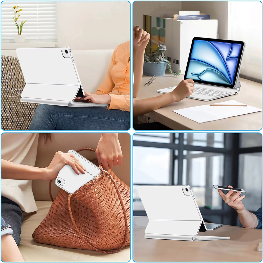 AJIUYU Pogo Pin Magic Tastaturhülle für iPad Pro 13 und 11 Zoll sowie iPad Air 4 5 6 7 Generation in Schwarz mit Smart Multi-Touch-Unterstützung - Bild 3