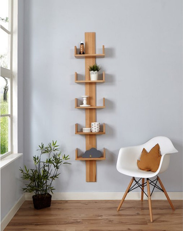 TiCAA Mehrzweckregal Pepe aus massiver Buche in Braun, Wandmontage, B/T/H: 180 x 35 x 17 cm