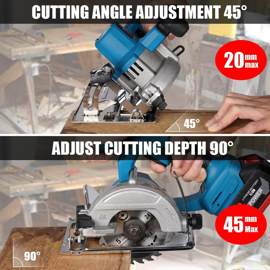 Makita 5-Zoll bürstenlose elektrische Kreissäge mit 1000 W für 21V Akku, Blau - Bild 5