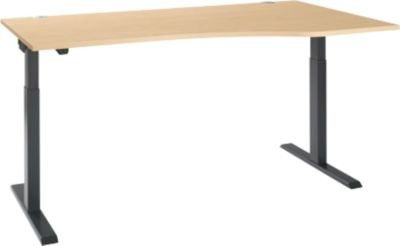 Schäfer Shop Select Schreibtisch ERGO-T 2.0, elektrisch höhenverstellbar, Freiform mit T-Fuß, Ahorn/anthrazit, B: 180 cm, H: 71,5 - 120,5 cm - Bild 1