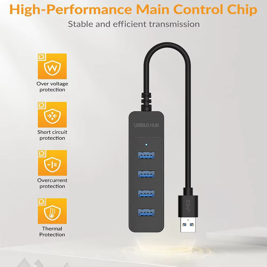 Maerknon USB-C Multi-Port Hub mit 5 USB 3.0 Anschlüssen und USB-A Ports, High Speed Expander in Schwarz - Bild 4