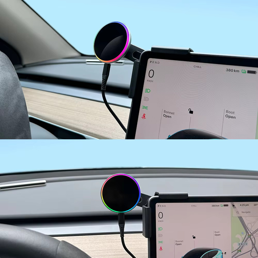 TEKSY Qi2 Kabelloses Ladegerät und Auto-Telefonhalterung kompatibel mit MagSafe für Tesla Model Y 2026, Model 3 Highland und BYD ATTO in Multicolour - Bild 5