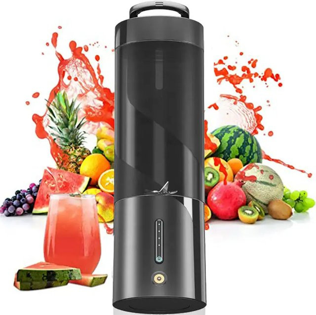 MIKO NICE Tragbarer Smoothie-Mixer in Schwarz mit Edelstahlklingen, 450 ml, USB-wiederaufladbar und kabellos - Bild 1