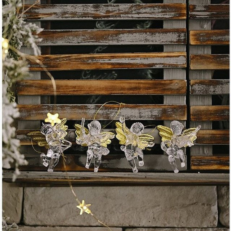 4er-Set transparente Engel-Anhänger aus Glas als Weihnachtsbaum-Hängeornamente - Bild 1
