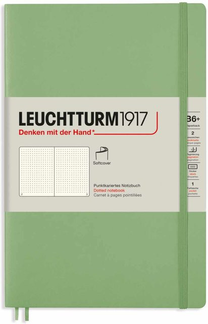 LEUCHTTURM1917 Notizbuch B6 Softcover Dotted in Salbei mit Lesezeichen und Verschlussgummi - Bild 1