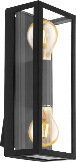 Eglo Wandleuchte Alamonte 2-flammig Schwarz Metall Glas für Außenbereich B: 38 cm, H: 15 cm - Bild 1