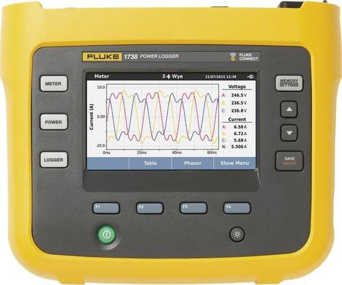 Fluke 1738/INTL Netz-Analysegerät 3phasig mit Loggerfunktion und Stromzangen in Gelb - Bild 1
