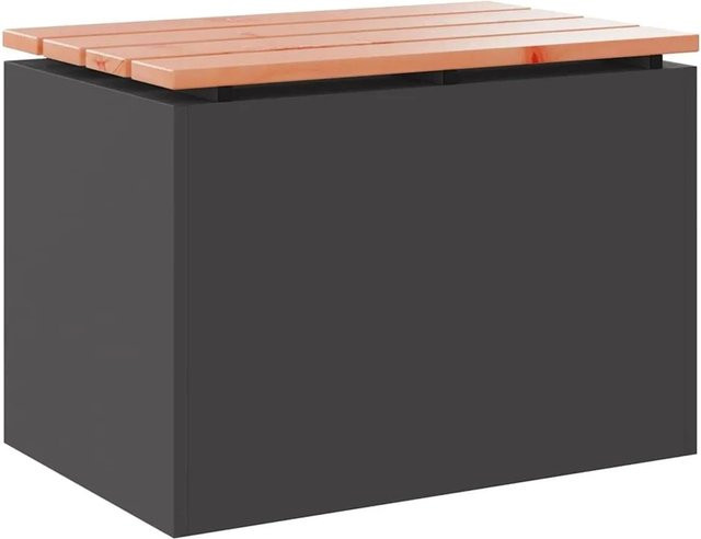 vidaXL Gartenbank aus behandeltem Hartholz und Stahl in Schwarz, B/T/H: 60 x 40 x 43 cm - Bild 1