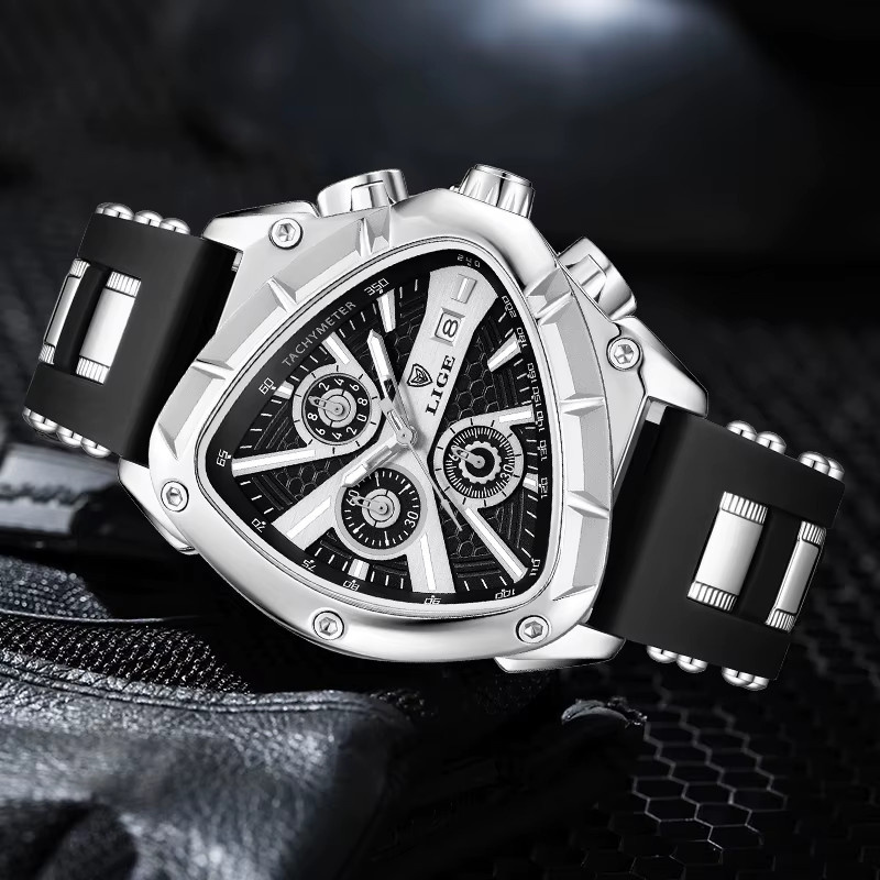 Lige Armbanduhr Chronograph, Quarz, Silikon, Blau, Herren - Bild 2
