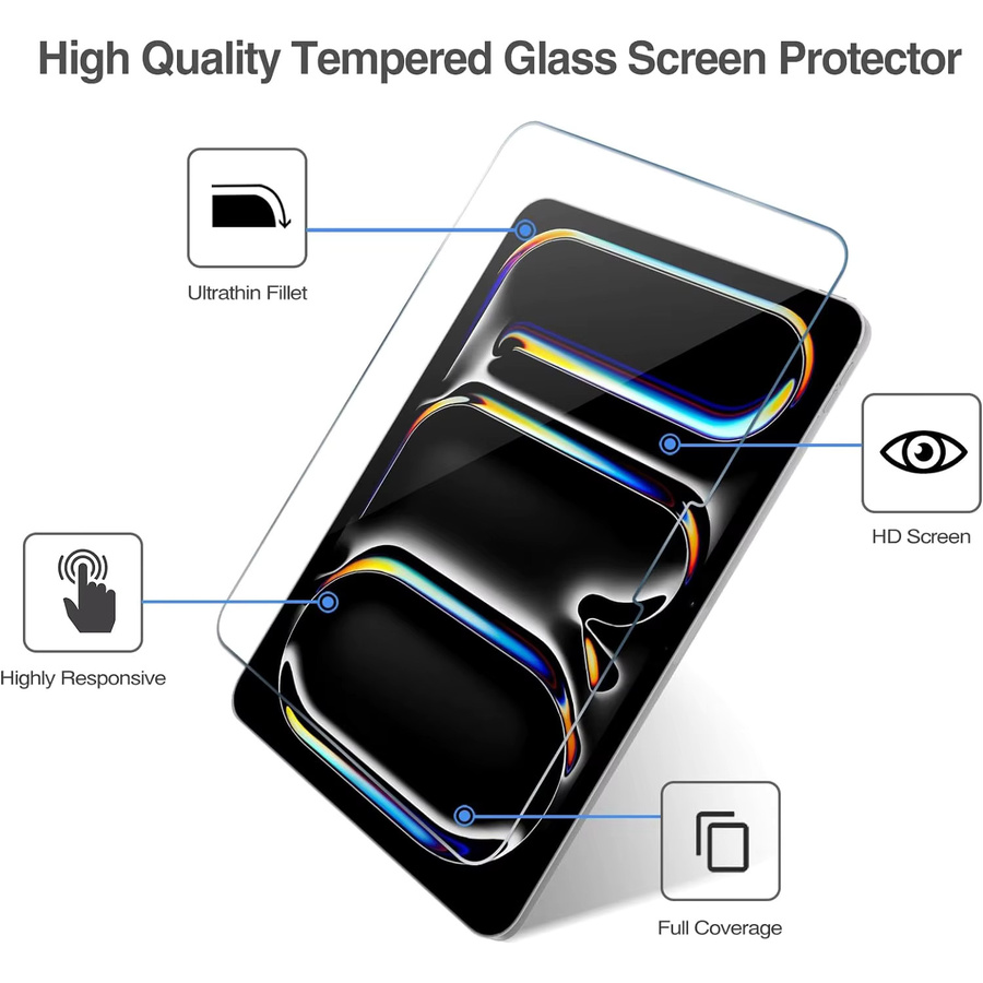 2 Stück Displayschutz aus gehärtetem Glas für Apple iPad Pro 13 Zoll 2024 M4, transparent - Bild 2