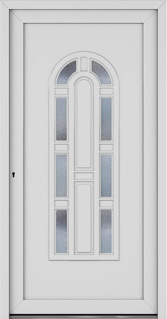 Roro Haustür OKE 1103 Kunststoff Weiß mit Glaseinsatz DIN Links B: 110 cm, H: 210 cm - Bild 1