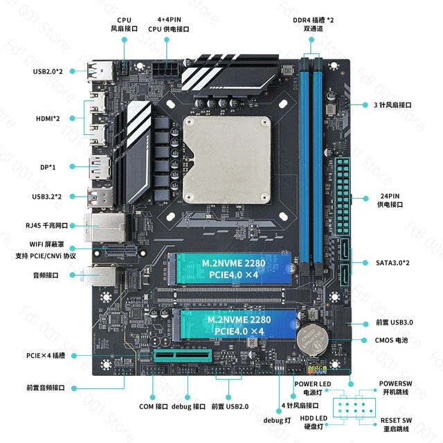 Intel i9-13900 ES Q1J0 Motherboard CPU Combo DDR5 Desktop Kit in Schwarz LGA1700 für Gaming und Office - Bild 1