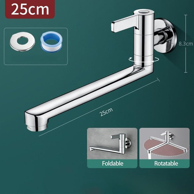 CleanEverything Kaltwasserhahn aus Edelstahl in Chrom/Silber mit Schwenkauslauf für Küche, Garten oder Bad, Wandmontage, Höhe: 25 cm - Bild 1