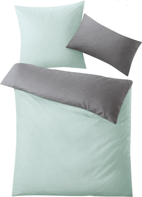 Bettwäsche GRACIA Mako-Satin aus Baumwolle in Blau, Türkis und Grün, B/H: 155 x 220 cm - Bild 1