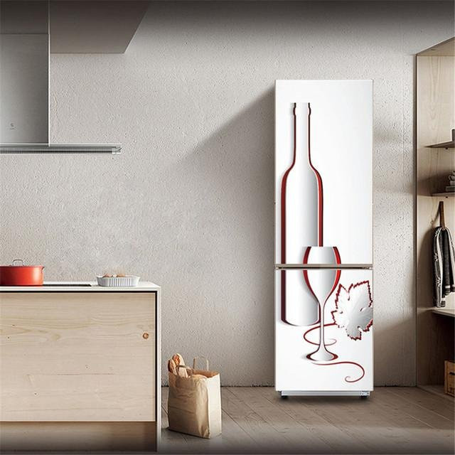 Selbstklebende Kühlschrank Folie Sticker House mit Rotwein Motiv in Weiß, Breite: 60 cm, Höhe: 180 cm - Bild 1