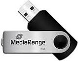 MediaRange USB Stick MediaRange Serie, 4 GB, USB 2.0, Drehkappengehäuse, B: 11 mm, T: 11 mm, H: 56 mm, schwarz-silber - Bild 1