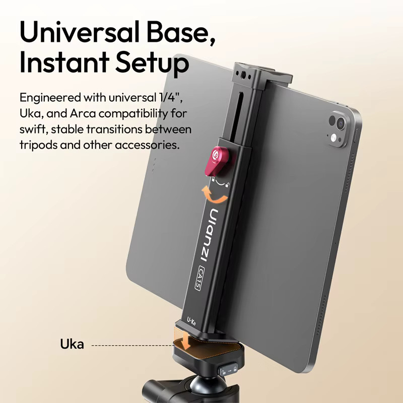 Ulanzi CA15 Tablet-Telefonklemme aus Aluminiumlegierung mit Kaltschuhhalterung in Schwarz für iPad und iPhone - Bild 2