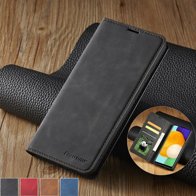 Magnetische Leder-Flip-Hülle für Samsung Galaxy S26 S25 S24 S23 S22 S21 S20 S10 Plus Note 20 10 9 in Braun - Bild 1