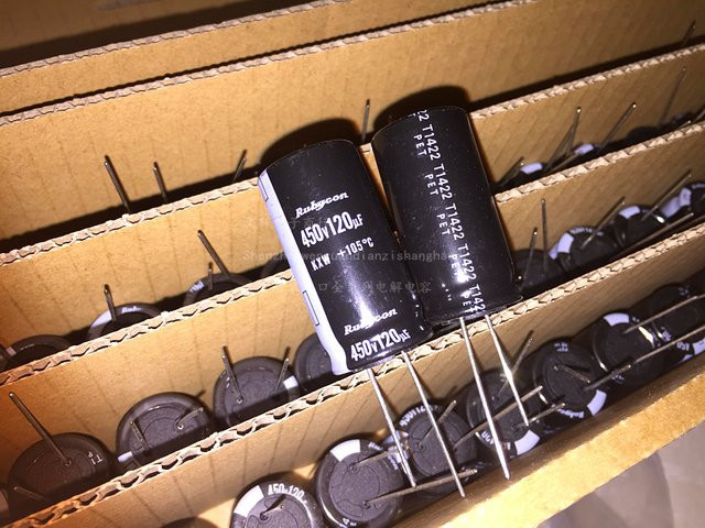 Rubycon Elektrolytkondensator KXW 450V 120UF Schwarz B: 18 mm, H: 35 mm - Bild 1
