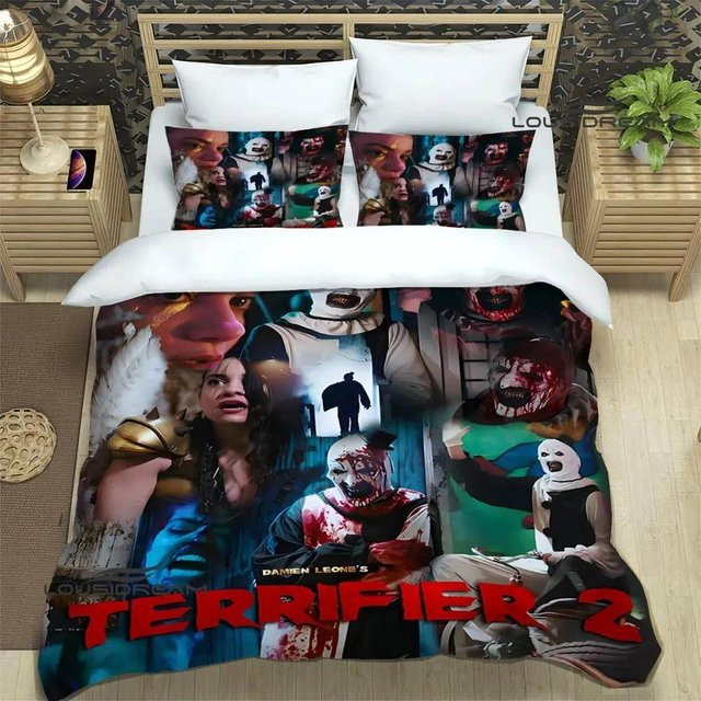 Terrifier Horror Bettwäsche Set aus Mikrofaser mit Motiv, B/B: 180 x 210 cm, Mehrfarbig - Bild 1
