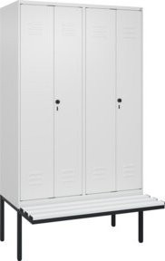 C+P Spind Classic PLUS Schwarz-Weiß mit Sitzbank, 4 Abteile, B/T/H: 212 x 120 x 81,5 cm - Bild 1