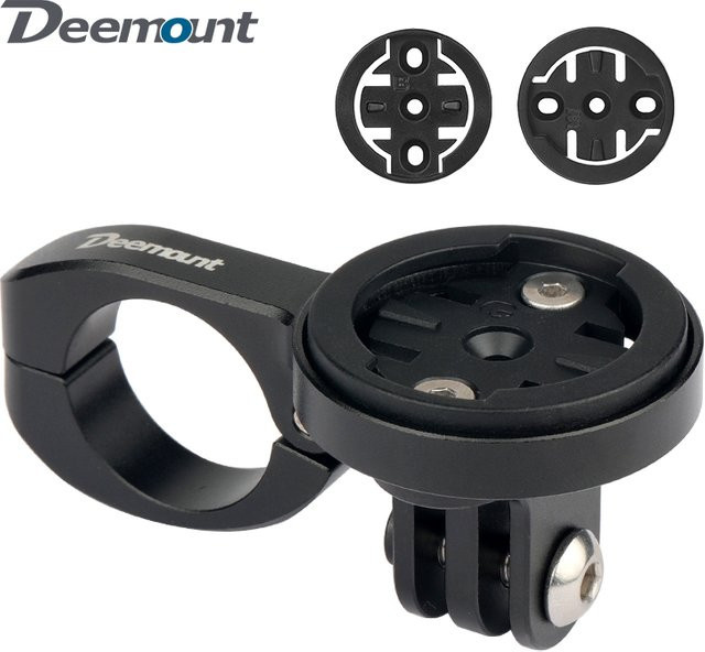 Deemount Fahrradcomputer-Halterung TT für Garmin, Bryton, iGPSPORT, XOSS und Wahoo inklusive GoPro-Kameraaufnahme in Schwarz - Bild 1