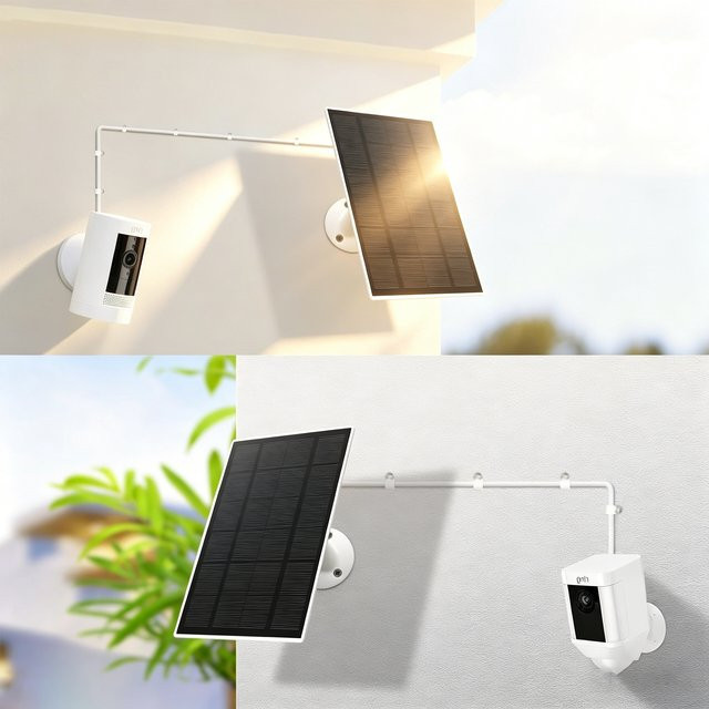 ELEGEEK Solarpanel für Ring Stick Up Cam und Spotlight Cam, 4W Solarladegerät mit integriertem Spannungsregler, Schwarz - Bild 1