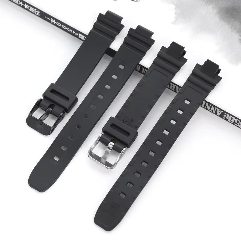 Casio Uhrenarmband, Silikon, Edelstahl, Schwarz, 10 mm, Unisex - Bild 2