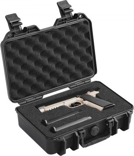 VEVOR Hartschalenkoffer für Pistolen mit vorgeschnittenem PU-Schaum, wasserdichter und staubdichter Pistolenkoffer aus Kunststoff, Schwarz, B/T/H: 32,0 x 24,0 x 11,8 cm - Bild 1