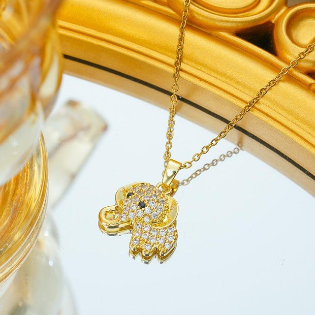 Wucifang Jewelry Elefantenkette für Mädchen, Kupfer, Gold, Zirkonia - Bild 1
