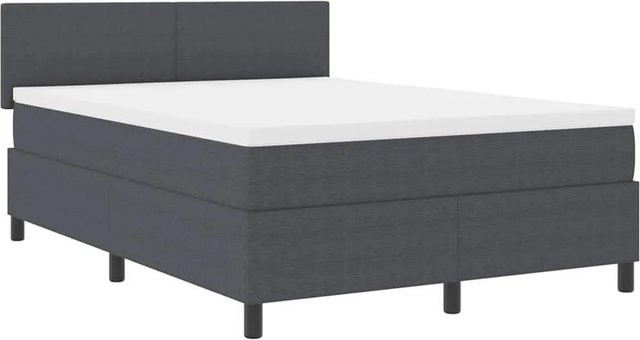 vidaXL Boxspringbett aus Cordstoff in Dunkelgrau und Weiß mit Taschenfederkern, B/T: 140 x 190 cm - Bild 1
