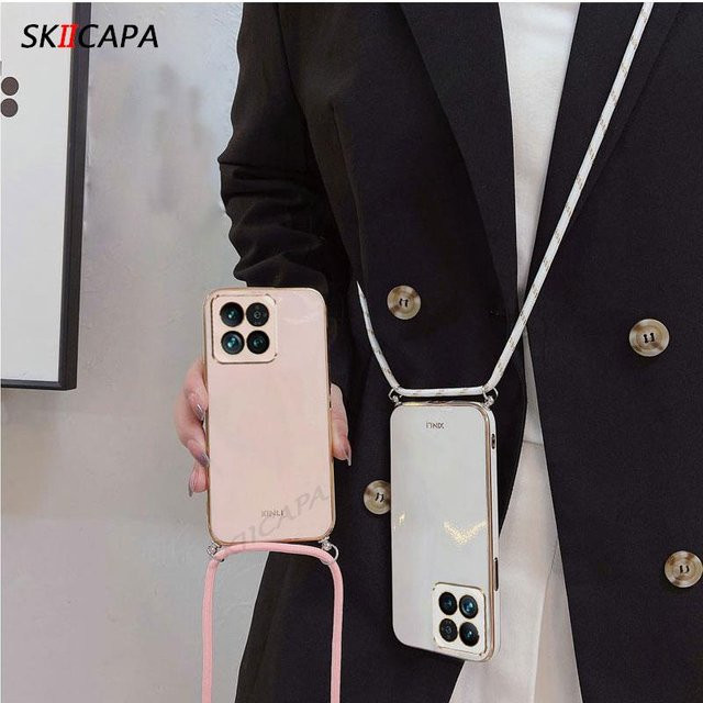 Skiicapa Galvanisierte Silikonhülle mit Crossbody Halskette Kordel Lanyard für Xiaomi 15T und 17T Pro in Grün - Bild 1