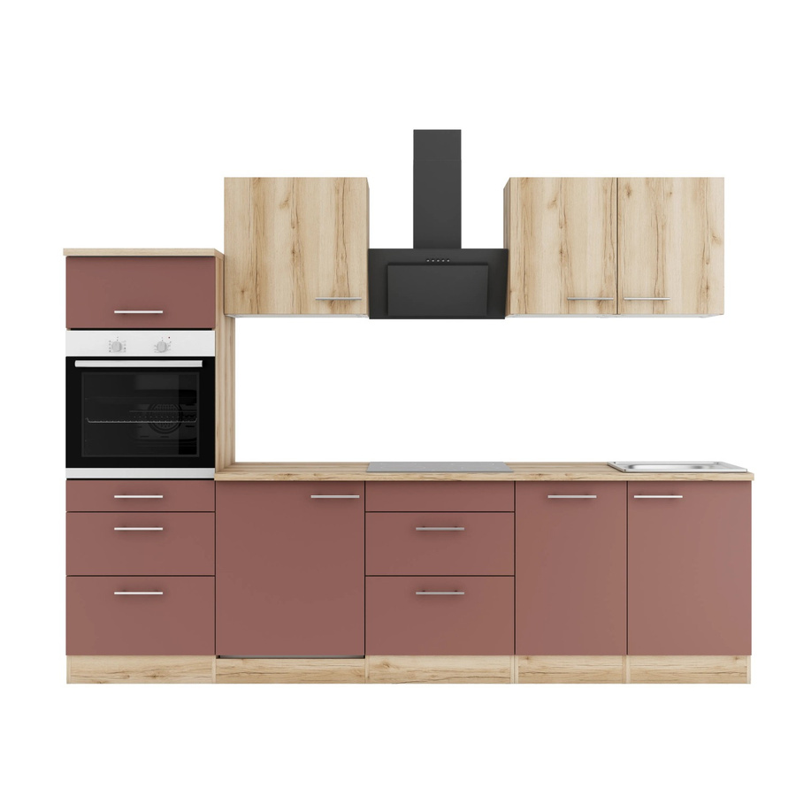 Optifit Küchenzeile KPLB 2789OE-9+ Wildeiche und Rostrot, Breite: 270 cm - Bild 2
