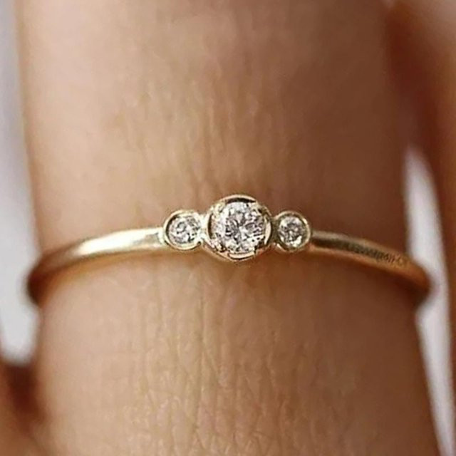 Huitan Ring, Goldfarben, Kupfer, Zirkonia, Damen - Bild 1