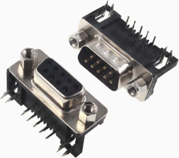 5 Stück DR9 D-Sub 9 Pin Stecker RS232 Set, rechtwinklig geschweißt, 90 Grad gebogen, DB9 Nadelstecker und Buchsen, Farbe: Silber - Bild 1