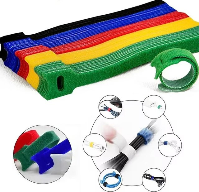50 Stück wiederverwendbare Kabelbinder von VORILYNEX in Gelb, lösbare Nylon-Schlaufenbinder und T-förmige Reißverschlussbinder zum Kabelschutz - Bild 1